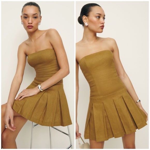 Reformation Isabeli Linen Dress in Ginger - Picture 1 of 7